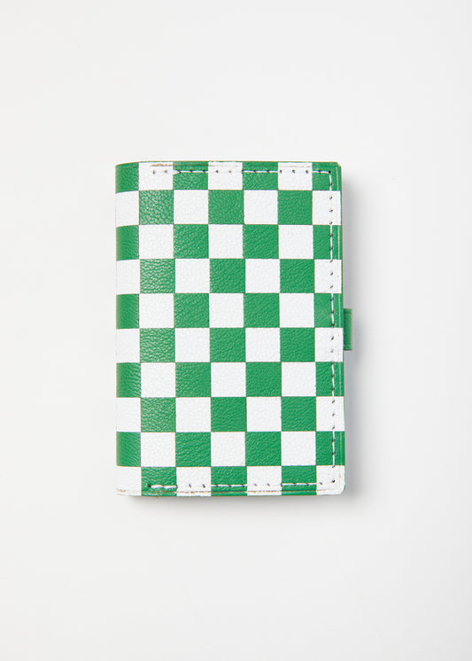 Card Wallet - White/Grass Green Checkerboard