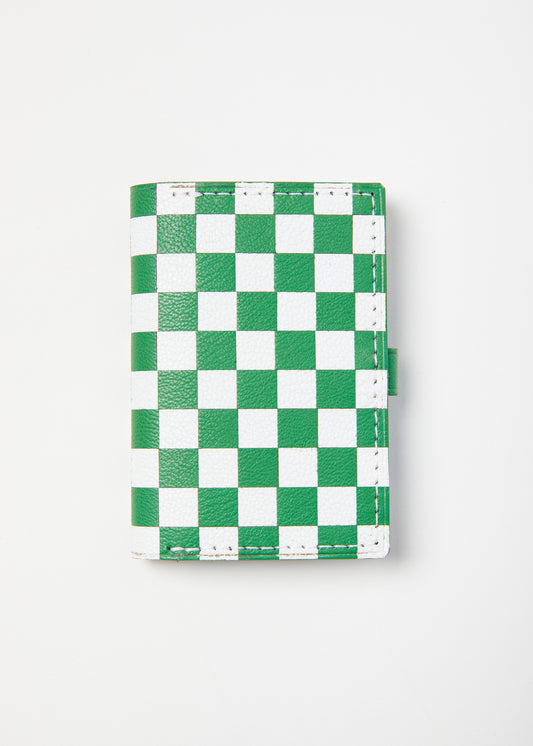 Card Wallet - White/Grass Green Checkerboard