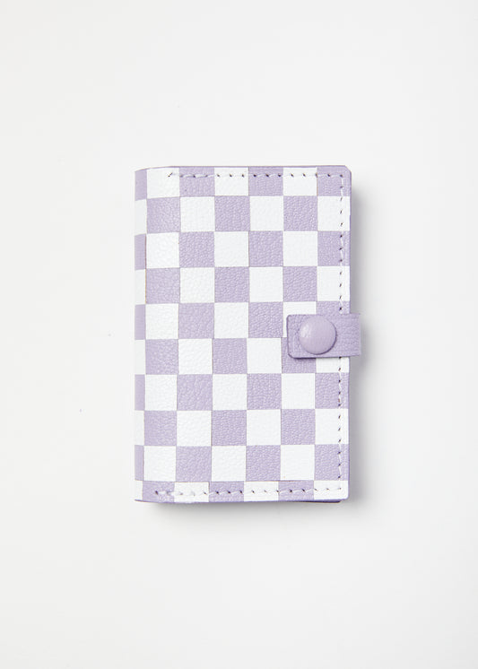 Card Wallet - White/Lavender Checkerboard