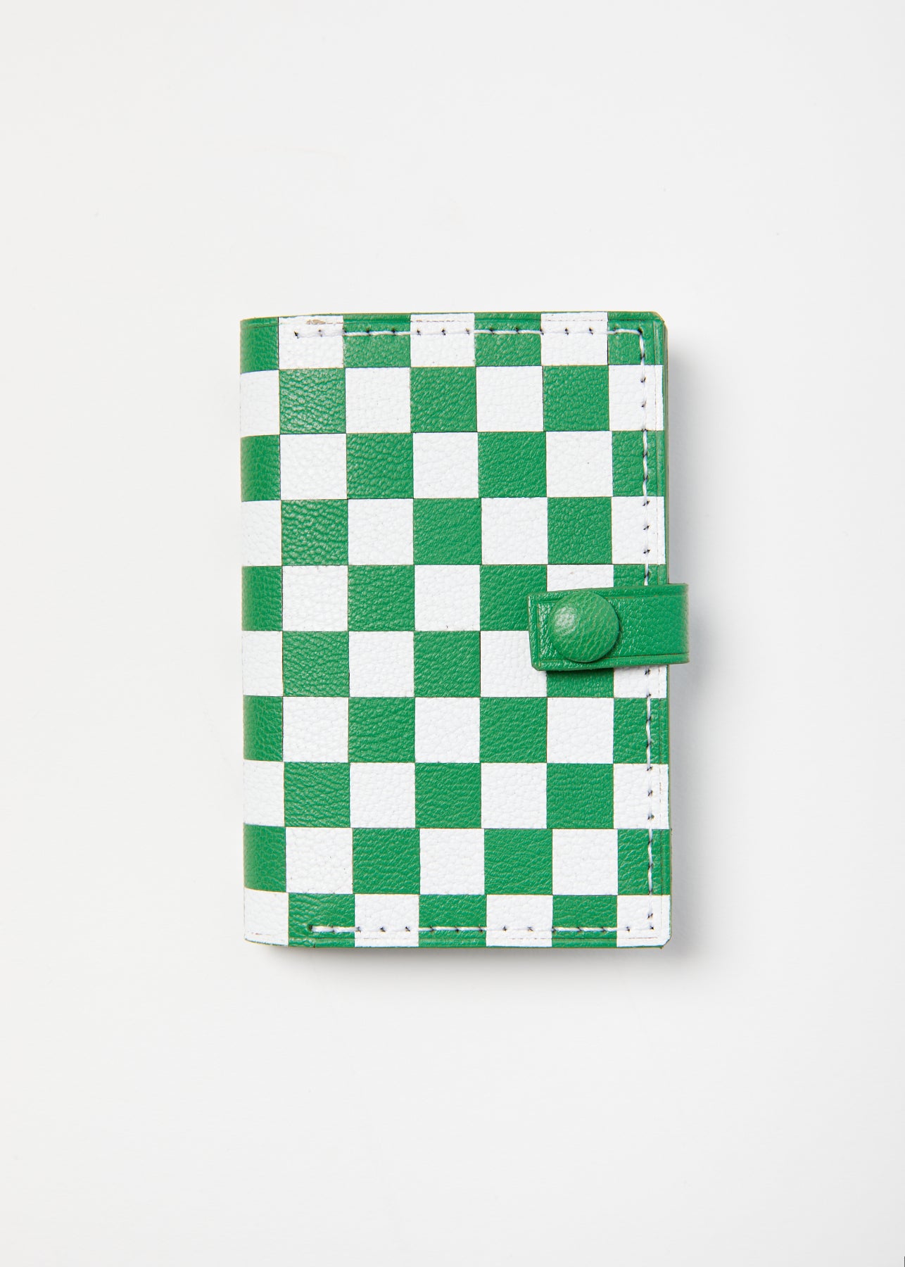 Card Wallet - White/Grass Green Checkerboard