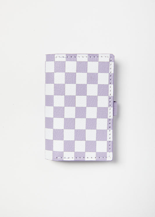Card Wallet - White/Lavender Checkerboard